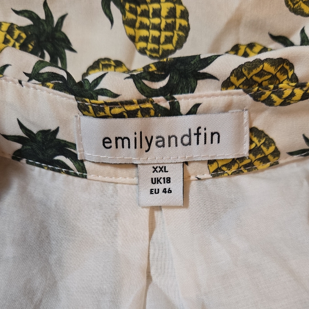 Modcloth Emily And Fin Retro A Line Dress Pineapple Rockabilly 50s Button Front - Picture 4 of 5